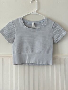 Offline by Aerie Light Blue Ribbed Crop Top - Womens